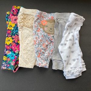 Bundle of 5 Baby Girl Bottoms Size NB, 3M, 0-3M